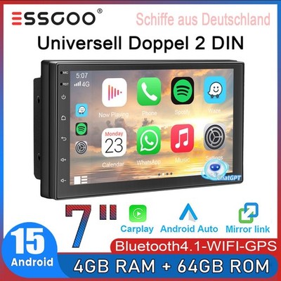 7'' Android 15 4+64GB Apple Carplay Autoradio 2 DIN GPS NAVI WiFi RDS BT ChatGPT