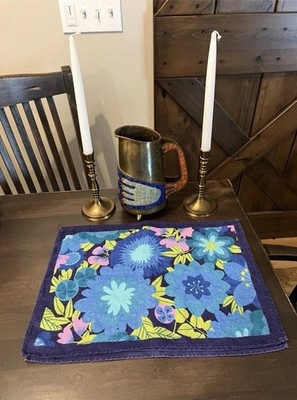 Vintage 60s Placemats Flowers Danish Modern Scandinavian, Set Of Four, Great!