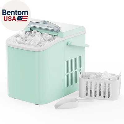 Ice Makers Countertop with Handle, Portable Ice Machine, 9 Bullet Ice Cubes in 6