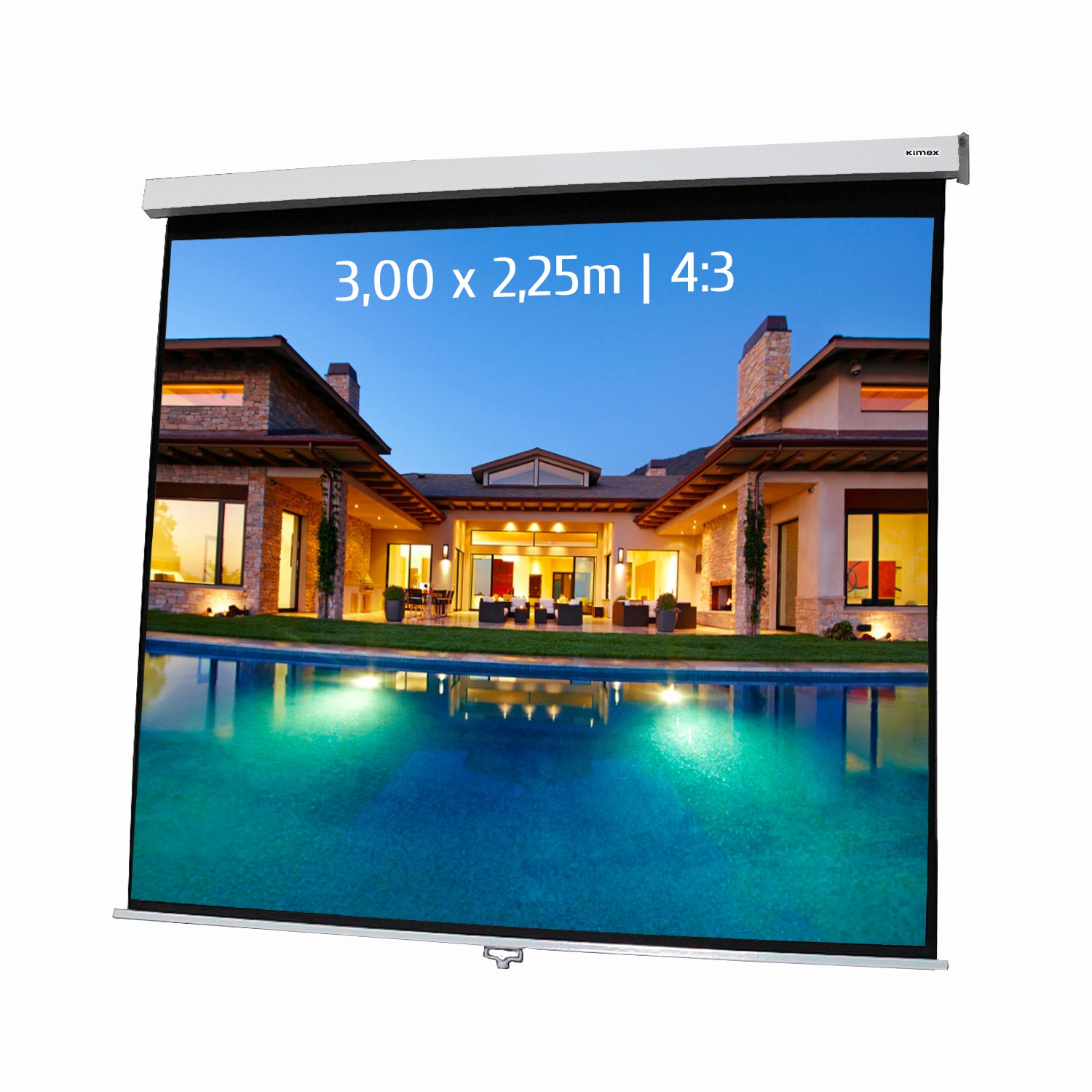 Écran de projection manuel 3 x 2,25m avec système d'arrêt automatique pour vidéoprojecteur