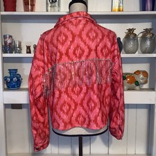 Savanna Jane Pink Corduroy Rhinestone Fringe Jacket Small New 76