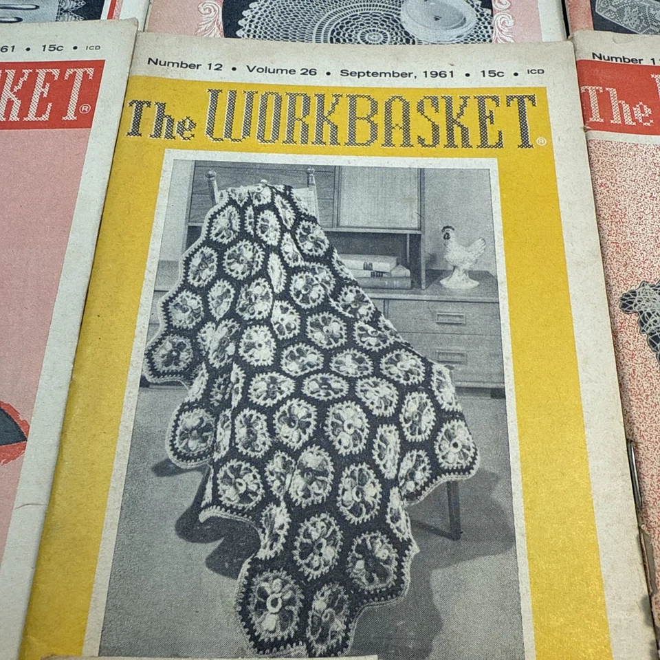 Workbasket Magazine Lot 11 Craft Crochet Knit Ideas Many Patterns 1961 - Image 3 of 4