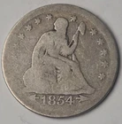 1854 Seated Liberty Quarter 25 Cents With Arrows