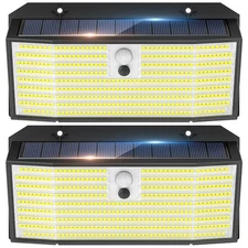 Solar Lights Outdoor, 2 Pack 418 LED 3000LM Motion Sensor Outdoor Lights, 3 M...