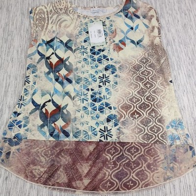 Keren hart Sleeveless Top Womens Medium Layered Geometric Print Multicolor 