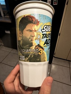 2011 SUBWAY TASTE ADVENTURE 7'' UNCHARTED 3 DRAKES DECEPTION PS3 PROMO CUP