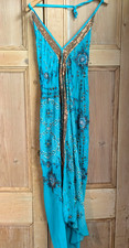 Halter neck blue dress 10 12 14Halterneck sari hippy boho summer cover up