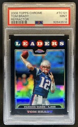 2008 Topps Chrome Tom Brady Refractor League Leaders #TC121 Patriots PSA 9