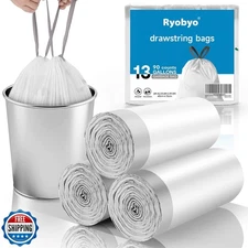 Ryobyo 13 Gallon Trash Bags Drawstring- 90 Counts Medium Trash Ba