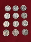 US Silver Quarter Lot of 12 -Washington & Standing Liberty-2+ Troy oz. Nice