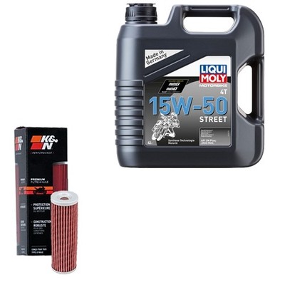 K&N Ölfilter Set LiquiMoly 15W-50 Street 4L für Ducati Panigale 1199 ABS Bj.2013