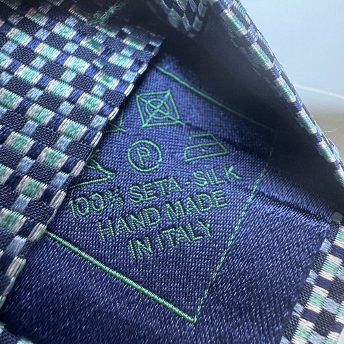 Vintage Brioni geometric checkered Italian silk tie - Picture 7 of 8