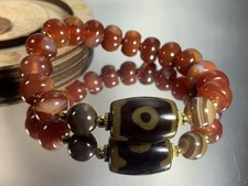 12.1mm Unique Pick Natural Red Agate with Dzi Beads Bracelet