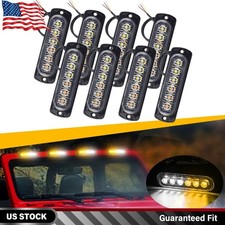 8X 6LED Car Truck Emergency Beacon Warning Hazard Flash Strobe Light Amber/White