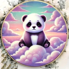 Aluminum Panda Foil Engraving Wall Art - Waterproof OutdoorIndoor Sky Scene - 7.