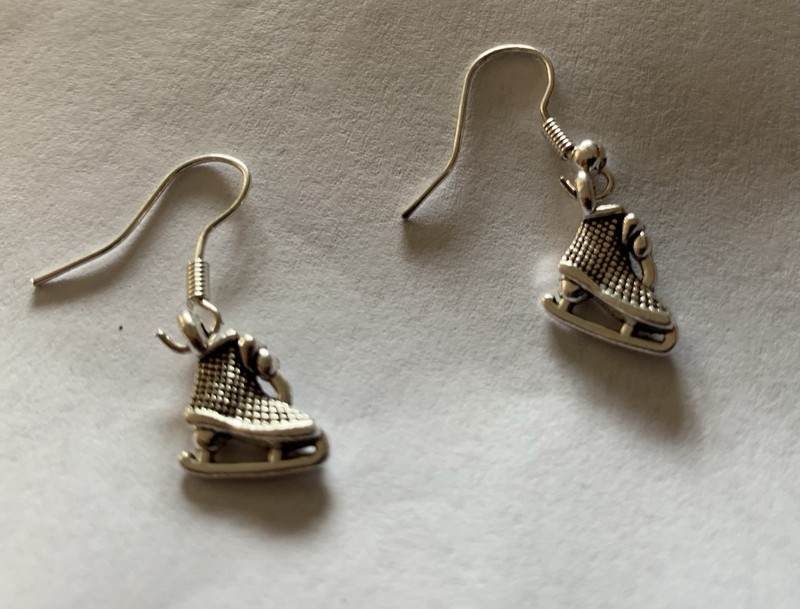Skating 3D Charm Earrings Silver Roller Blades Skater Ice Skate Shoe Skateboard