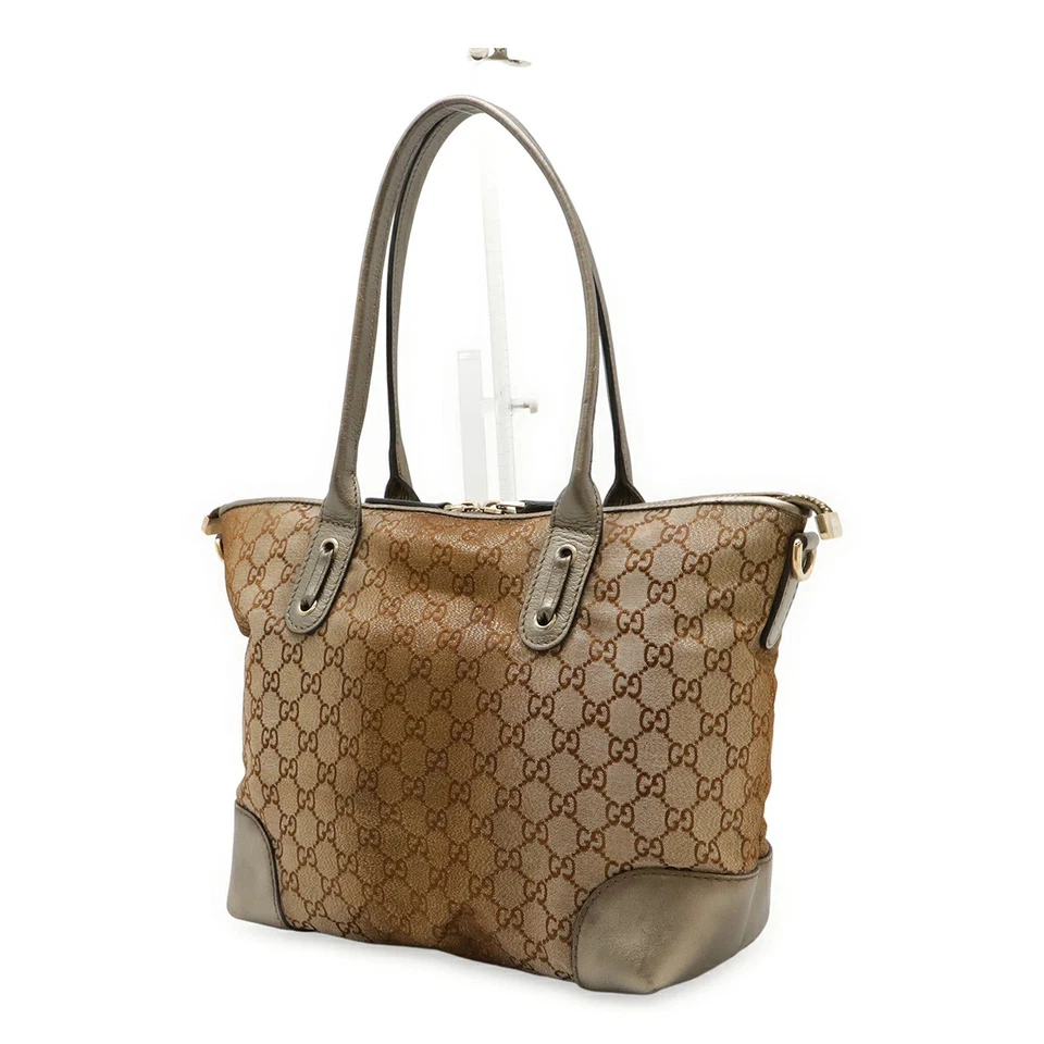 Bolso de Hombro GUCCI GG Lona Corazón Bit Bolso de Mano Cuero Cordero Bronce Brillante Foto 2 de 4