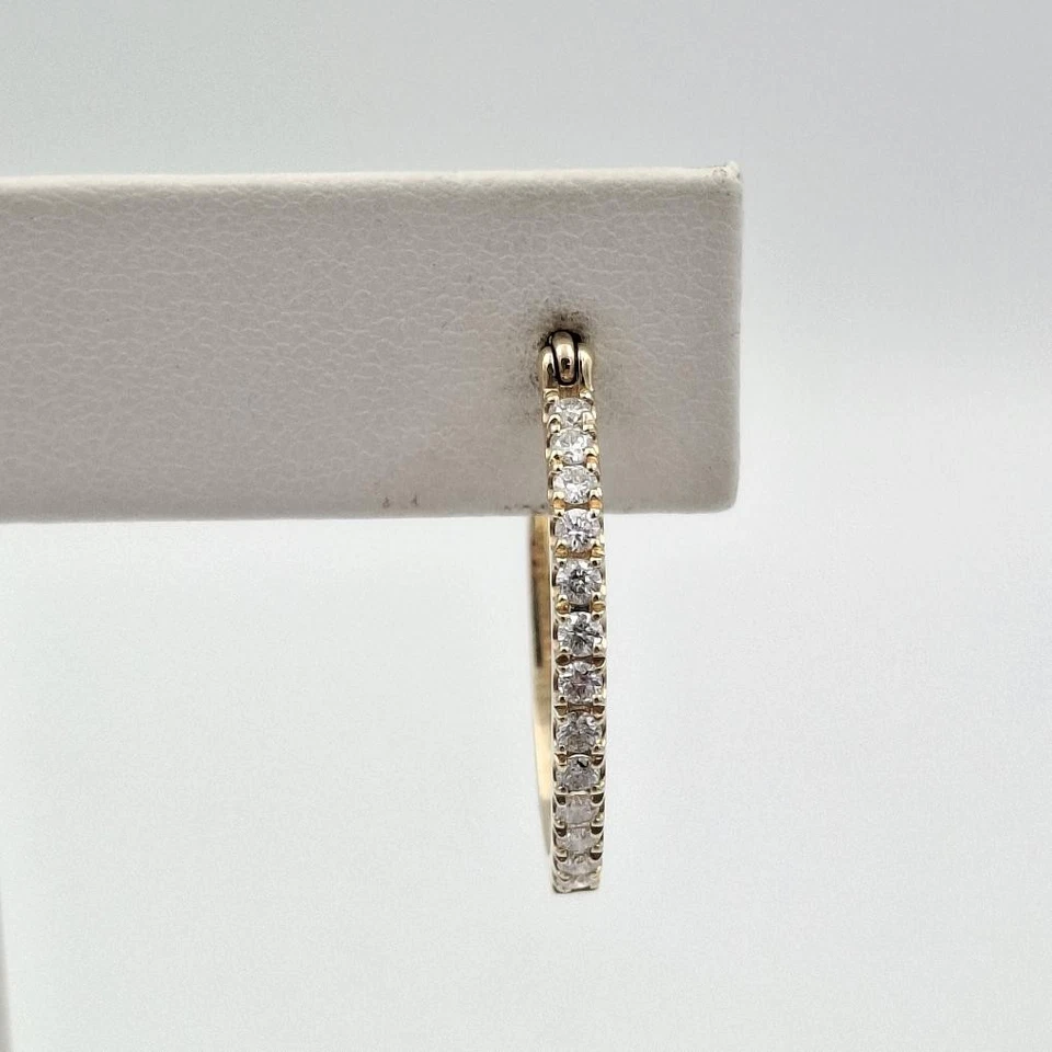 EFFY Oro Amarillo 14K 0.26ctw Diamante Redondo 21mm 0.8" Aro Clásico Ea (CP4006706) Foto 4 de 4