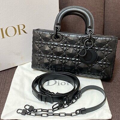 Dior Lady D-Joy Medium Shoulder Bag Black Calf Crossbody w Dior Lady D-Joy Medium Shoulder Bag Black Calf Crossbody w