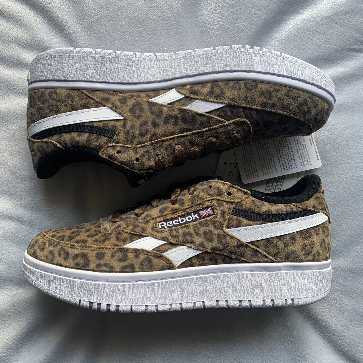 Reebok Club C Double Revenge Leopard Print Shoes Brown Black White FW7952  sz 9 | eBay