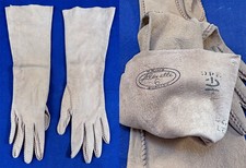 Vintage Alexette Prime Quality Tan Suede Leather Whipstitch Women Driving Gloves