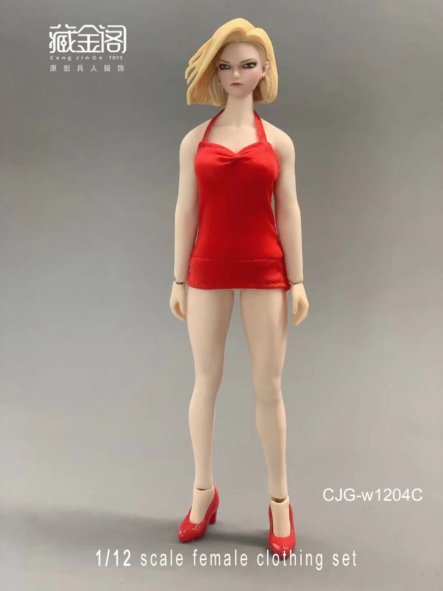 CJG-1204C 1:12 Red Dress Skirt Clothes For 6 Female PH TBL Action Figure  Body