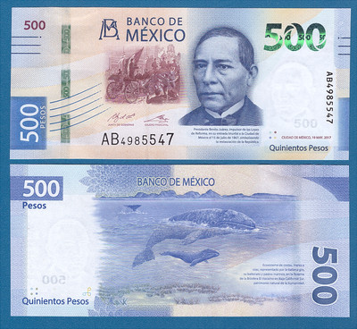 2018 P NEW COLOR DESIGN UNC MEXICO 500 PESOS 2017