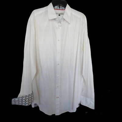 LUXURY EQUILIBRIO White Button Up Shirt XLT Summer Cotton Eyelet Flip Cuff LS