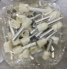 BM 00513 Insulated End Sleeve/Bootlace Lug, 10mm2/8 AWG, IVORY, 50 Pc's Pkt