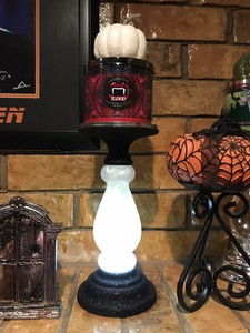 Details About Bath Body Works 12 White Halloween Lighted Pedestal Candle Holder