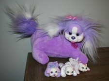Puppy Surprise Purple Pink bow Dog plush 3 Puppies Babies 1 Barking Pup 2015