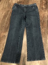 Women's Size 10 Length 29 Duluth Trading Dark Wash Blue Wide Straight Leg Jeans