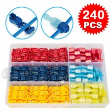 240Pcs Quick Splice T-Tap Insulated Crimp Terminals Kit Spade Wire Connectors US