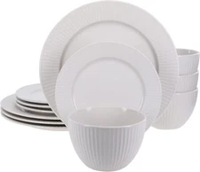 BIA Cordon Bleu Stoneware, Sunray 12-Piece Dinnerware Set, Cream 