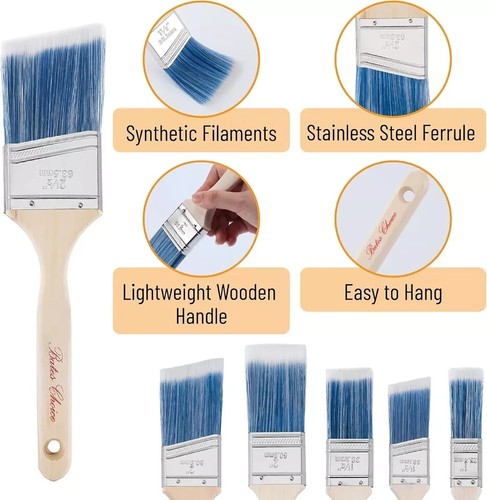 Bates- Paint Brushes 2/4/6 Pack Treated Wood Handle Paint Brushes for Walls Stai - Picture 6 of 16