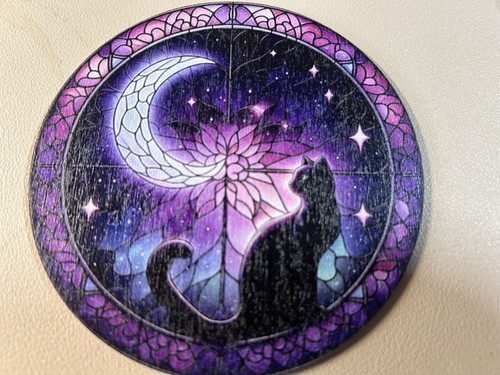 6 beautiful Cat coaster set. Ideal gift! Black cat wooden coaster - Picture 7 of 7