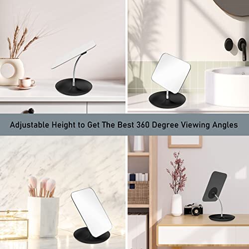 Table Mirror with Flexible Gooseneck and Stand for Bathroom Shaving Makeup - Afbeelding 2 van 7