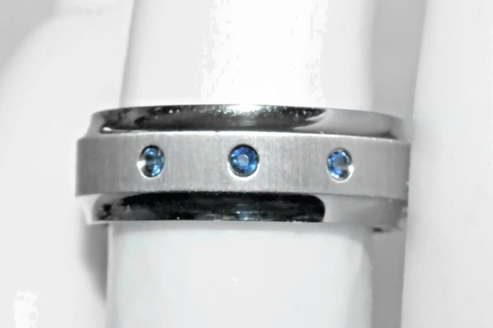 Sapphire Titanium Wedding Band 7mm with Natural Blue Sapphires Size 6.75-image