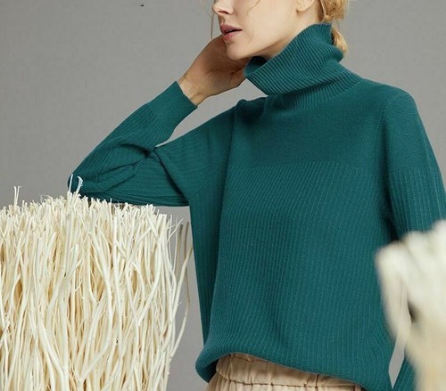 Thick Women's Turtleneck Sweater Solid 