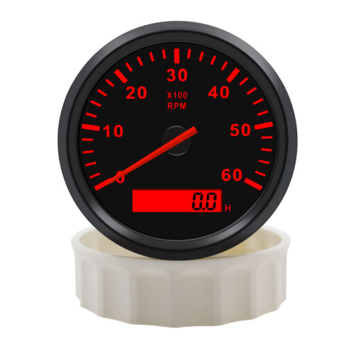 85MM Car Boat Marine Tachometer 0-6000 RPM Rev Counter Gauge With LED Hourmeter - Picture 8 of 15