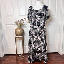 VTG Signature Robbie Bee Womens Floral Asymmetrical Midi Dress 14W Fairy Goth
