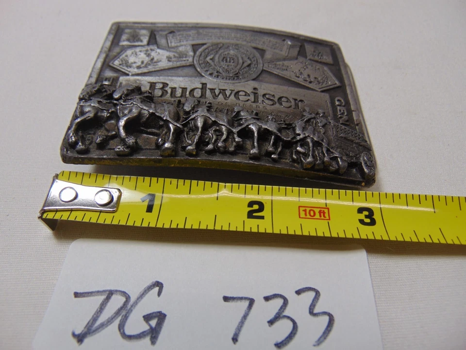 BUDWEISER EL REY DE LAS CERVEZAS HEBILLA DE CINTURÓN T-169 VINTAGE 1976 BEER HORSE CLYDESDALE Foto 2 de 4