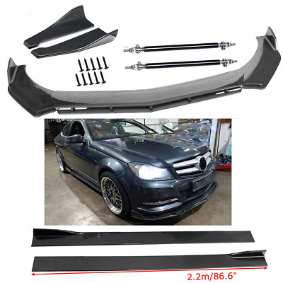 Carbon Fiber Front Bumper Lip Side Skirt/ Strut Rods For Bens Extensions H
