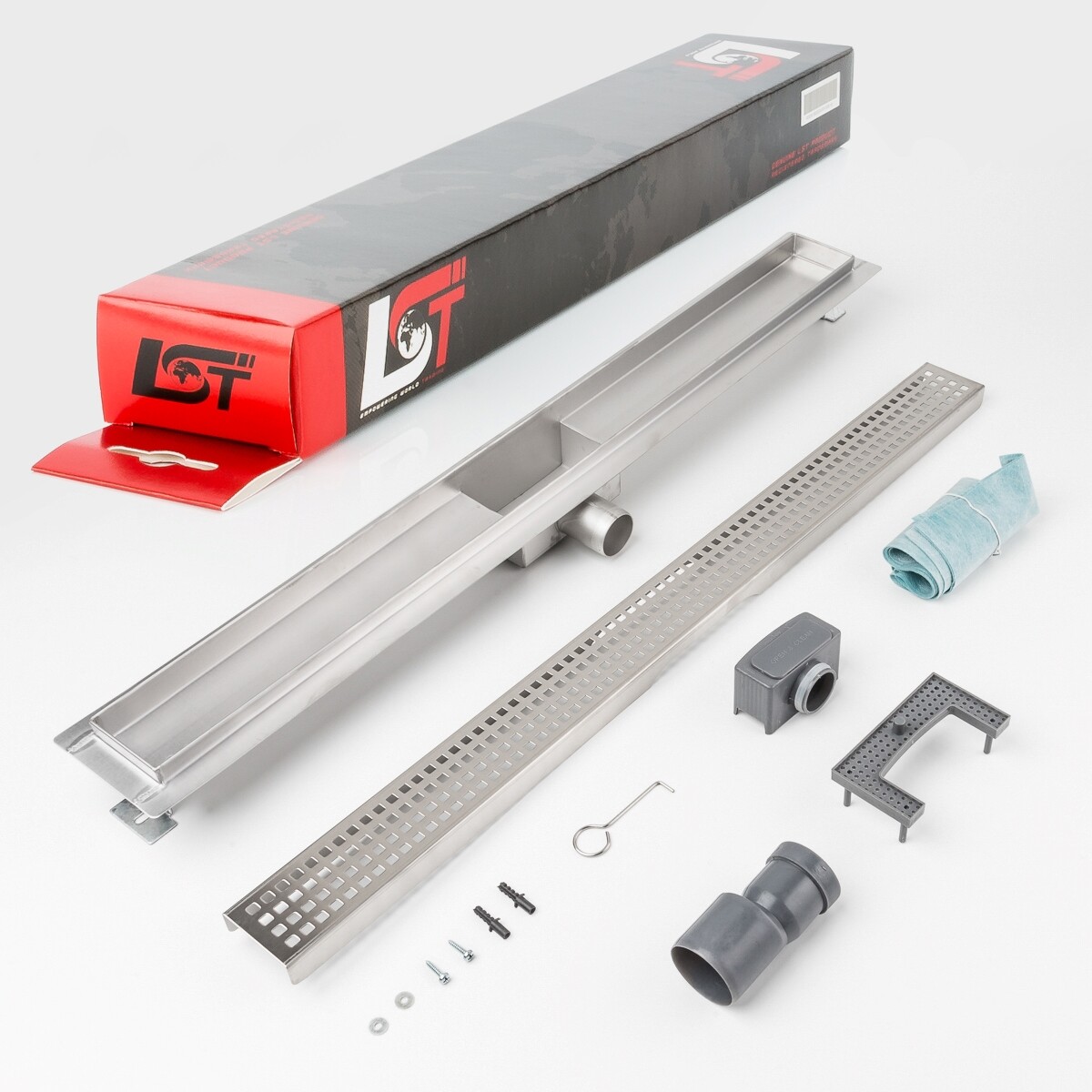 Shower Channel Squares 800 x 70 mm Height Adjustable Drainage Grate Perforated