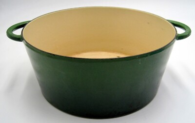 VTG Staub #28 Cast Iron Emerald Green Enamel 7.25qt Dutch Oven NO LID