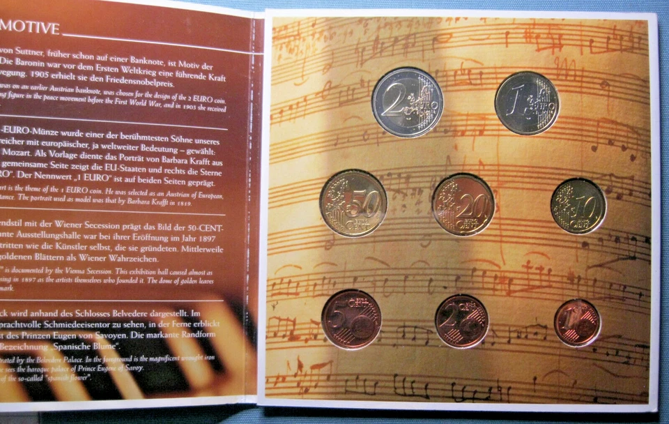 Autriche. Série, set, coffret euro 2003 : 8 pièces de 1 centime à 2 euro. FDC - Photo 2/3