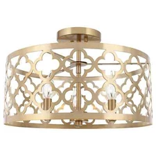 Kira Home Sutton 16" 3-Light Modern Semi-Flush Mount Ceiling Light, Metal Drum S