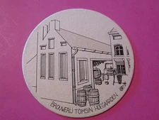 Vintage BELGIAN Beer Coaster ~ Brouwerij Tomsin HOEGAARDEN ~ Oud Hoegaards Bier