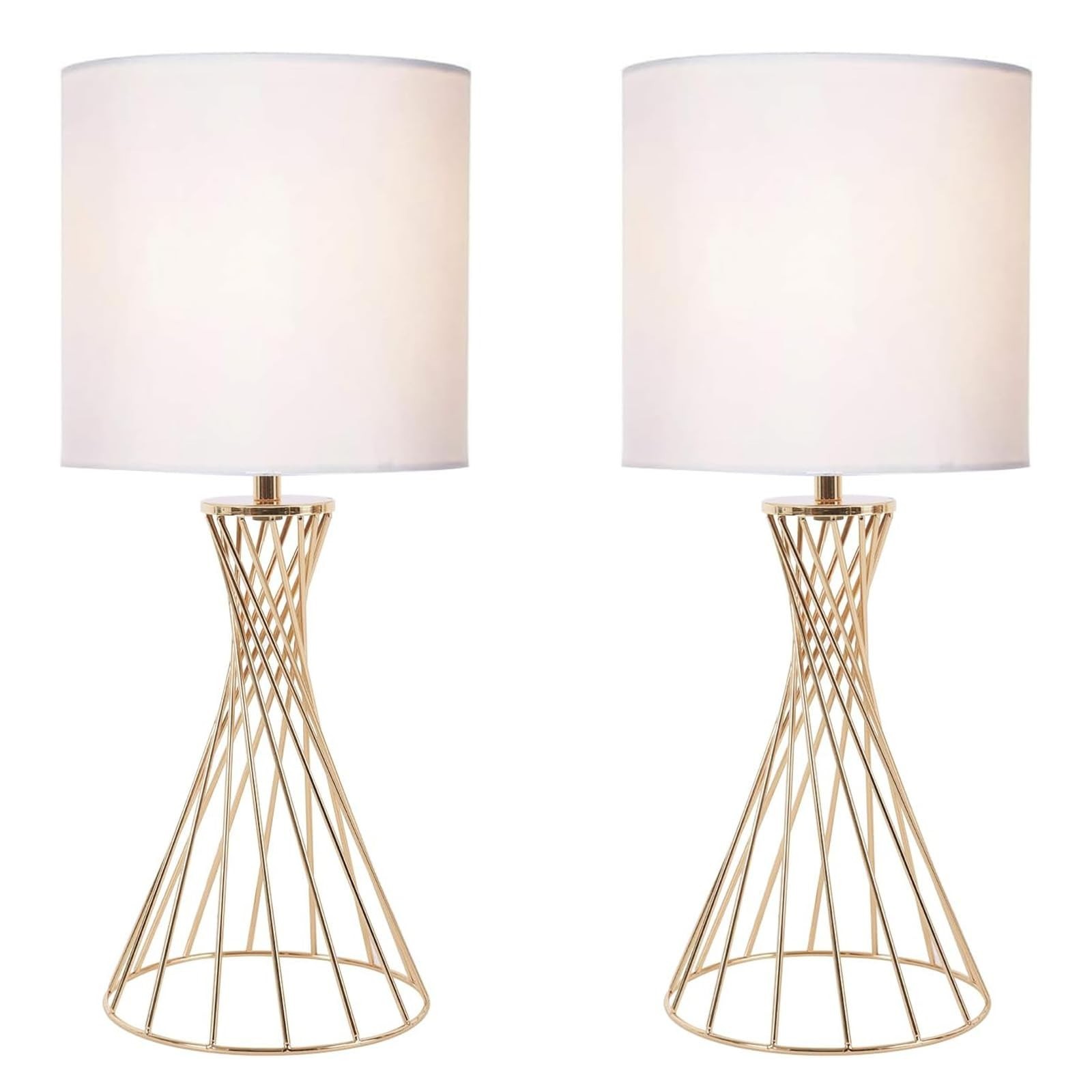 Gold Table Lamp Set of 2, Modern Bedside Lamp for Nightstand, Small lamp for ...