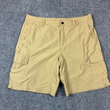 Magellan Outdoors Mens 36 Water Repellent Cargo Shorts Tan Khaki Hiking Fishing